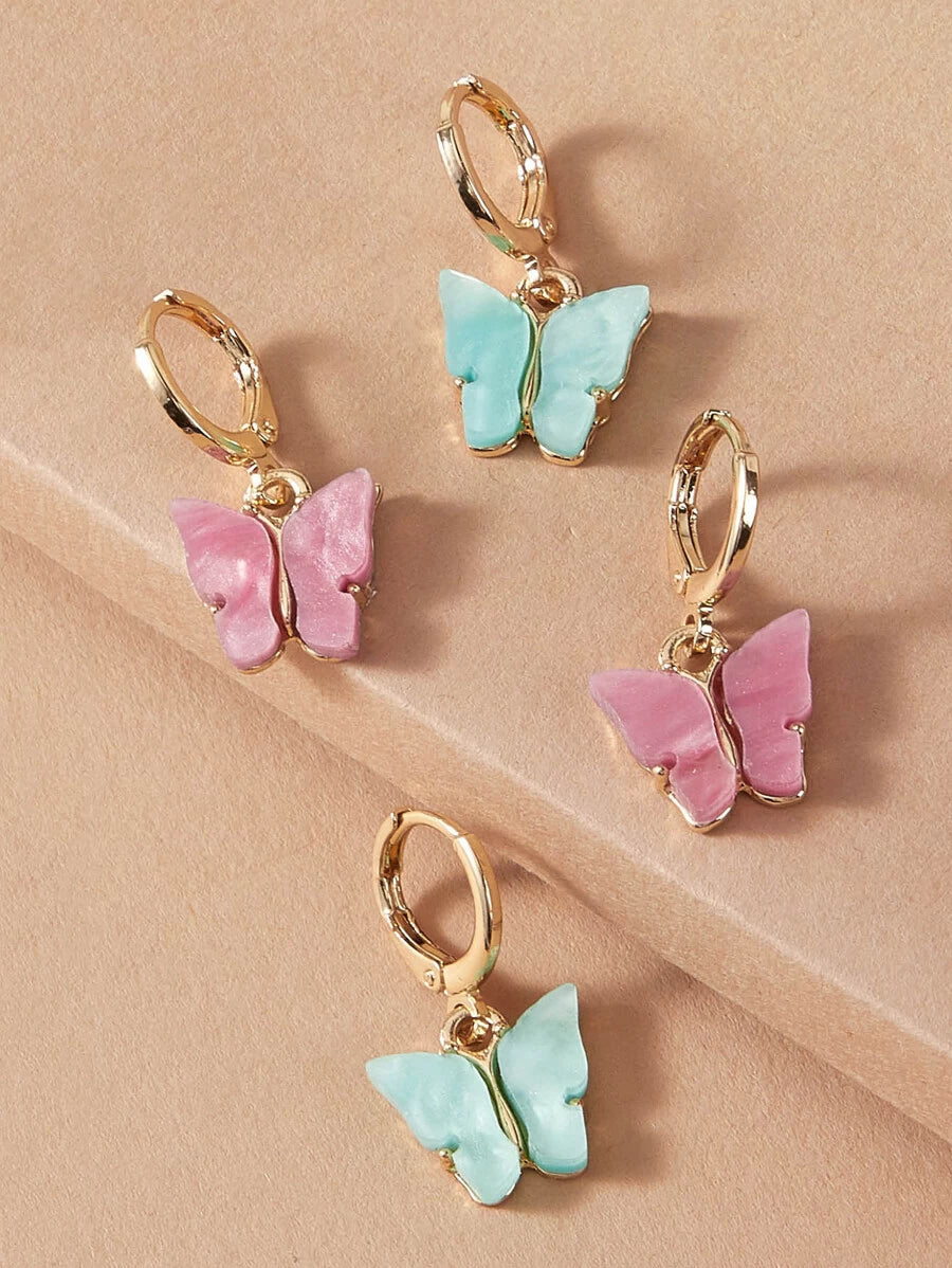 Destiny Jewels Gold Plated Fan Charm Drop Earrings Butterfly Stud Earrings  Set For Women & Girls